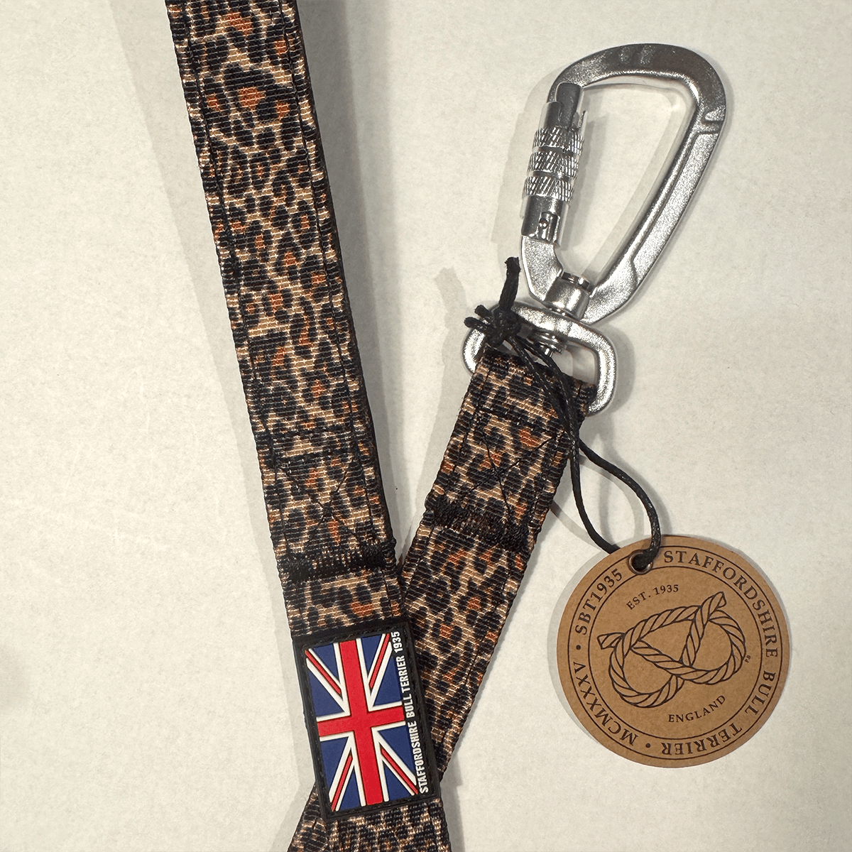 Staffordshire Bull Terrier 1935® Nylonkoppel - Leopard - Karbinhake