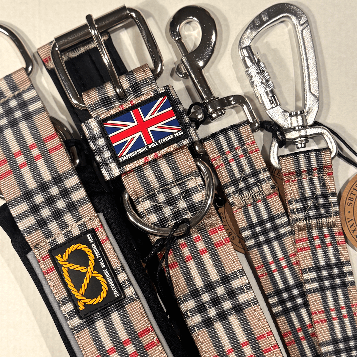 Staffordshire Bull Terrier 1935® Collier Martingale - Staffburry Beige