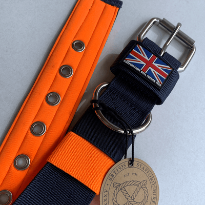 Staffordshire Bull Terrier 1935® Nylon Collar - Navy Blue & Neon Orange