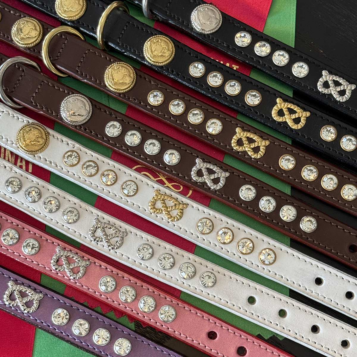 Staffordshire Bull Terrier 1935® Show Collar & Leash Set - Diamond - White & Gold