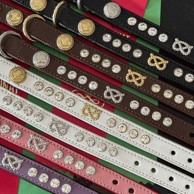 Staffordshire Bull Terrier 1935® Show Collar & Leash Set - Diamond - Black & Gold