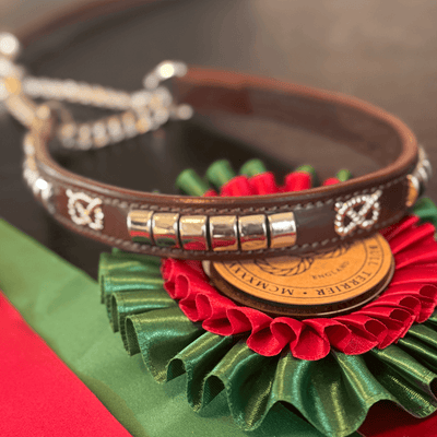 Staffordshire Bull Terrier 1935® Show Half Check Collar & Leash Set - Champion - Brown & Silver