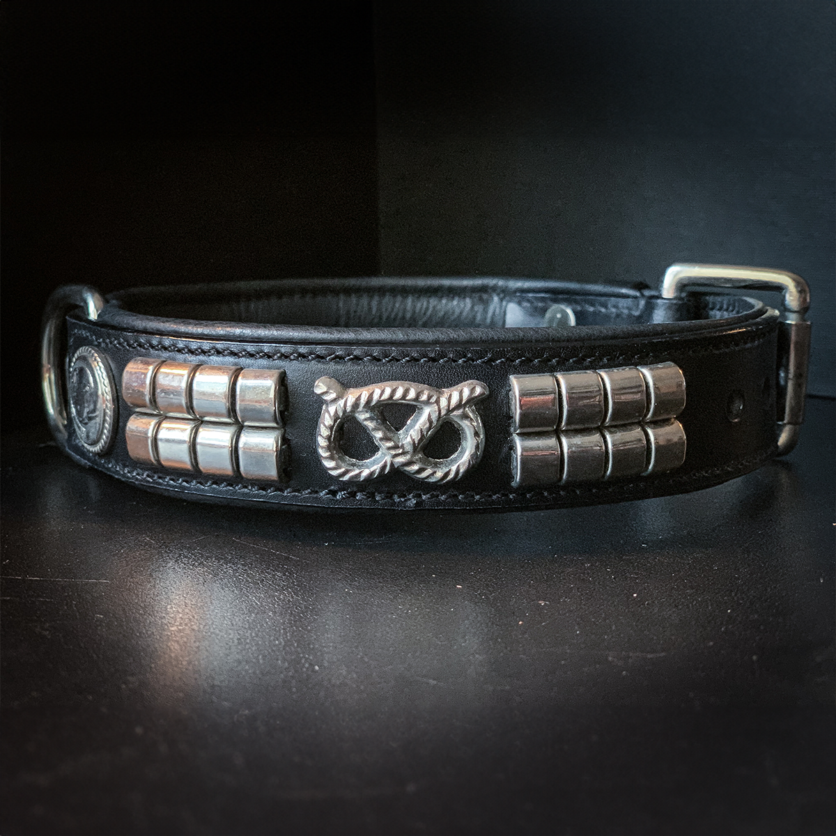 Staffordshire Bull Terrier 1935® Läderhalsband & Koppel Set - Jefferson - Svart/Silver