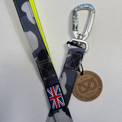 Staffordshire Bull Terrier 1935® Nylon Leash - Night Camo & Neon Yellow - Carabiner