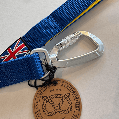 Staffordshire Bull Terrier 1935® Nylon Leash - Royal Blue & Yellow - UK Flag - Carabiner