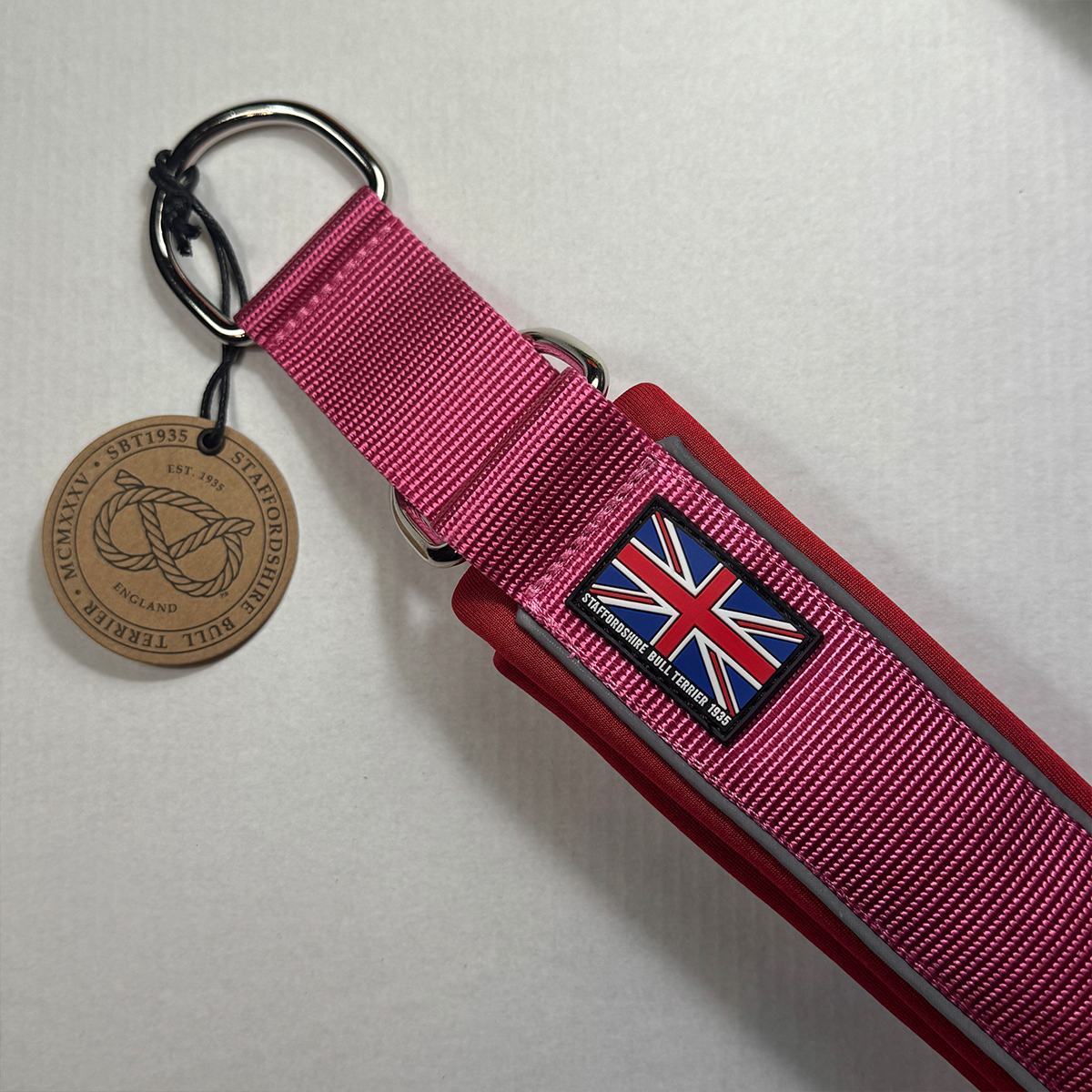Staffordshire Bull Terrier 1935® Martingale Halsband - Lipstick Edition - Rosa & Röd