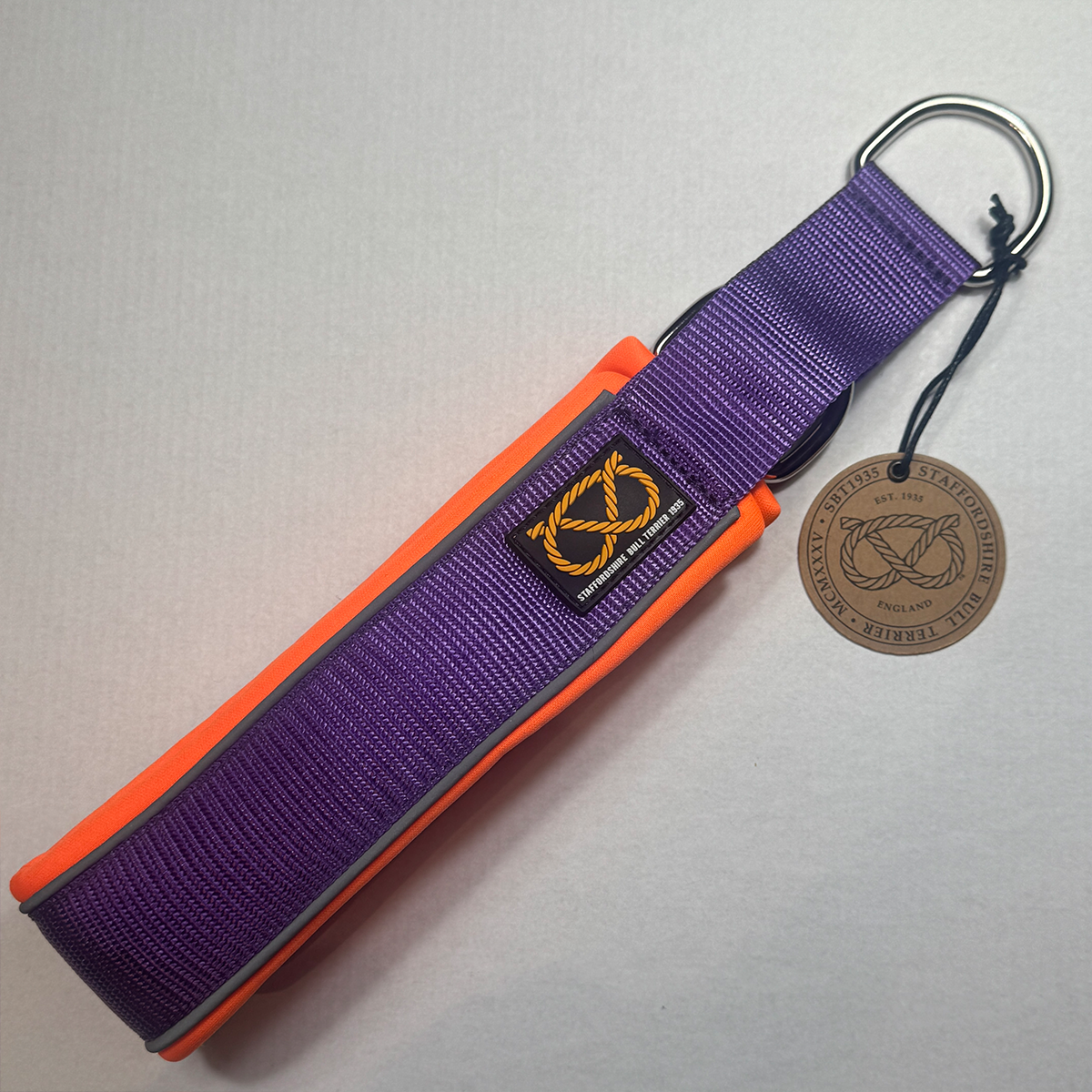 Staffordshire Bull Terrier 1935® Martingale Halsband - Mörklila & Neonorange