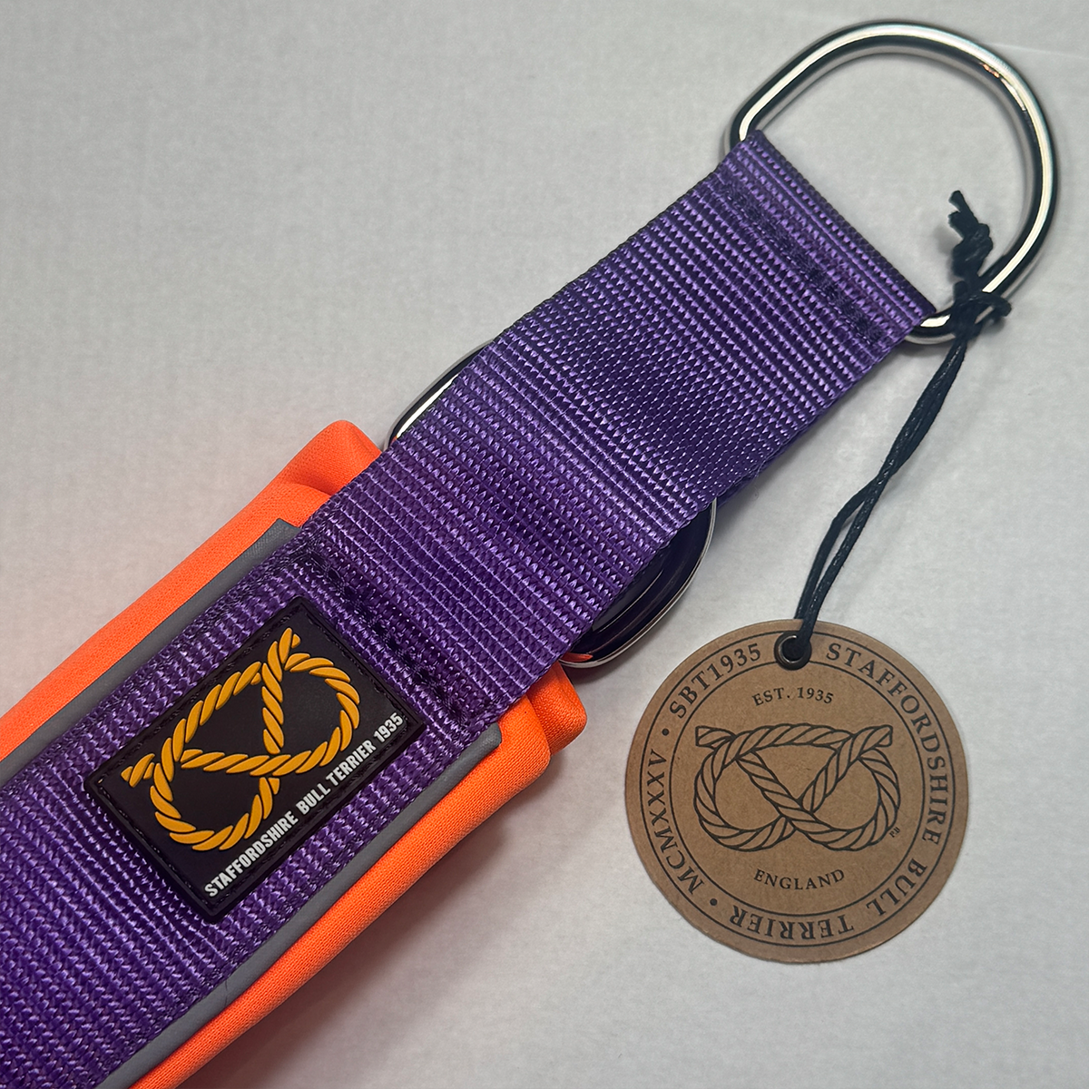 Staffordshire Bull Terrier 1935® Martingale Halsband - Mörklila & Neonorange
