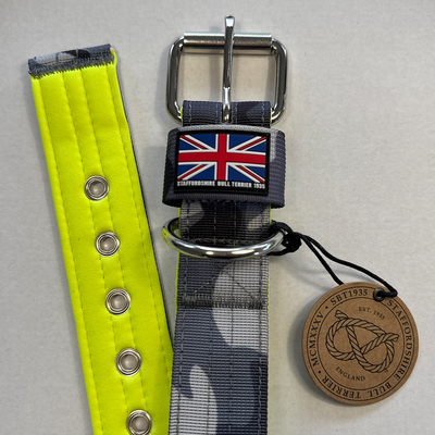 Staffordshire Bull Terrier 1935® Nylon Collar - Night Camo & Neon Yellow