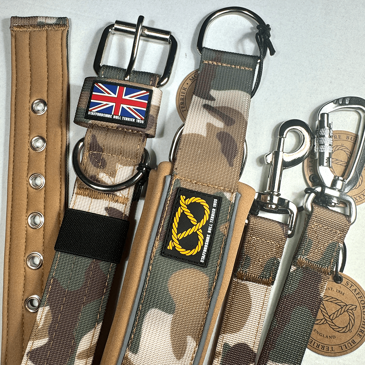 Staffordshire Bull Terrier 1935® Nylon Leash - Sand Camo - Carabiner