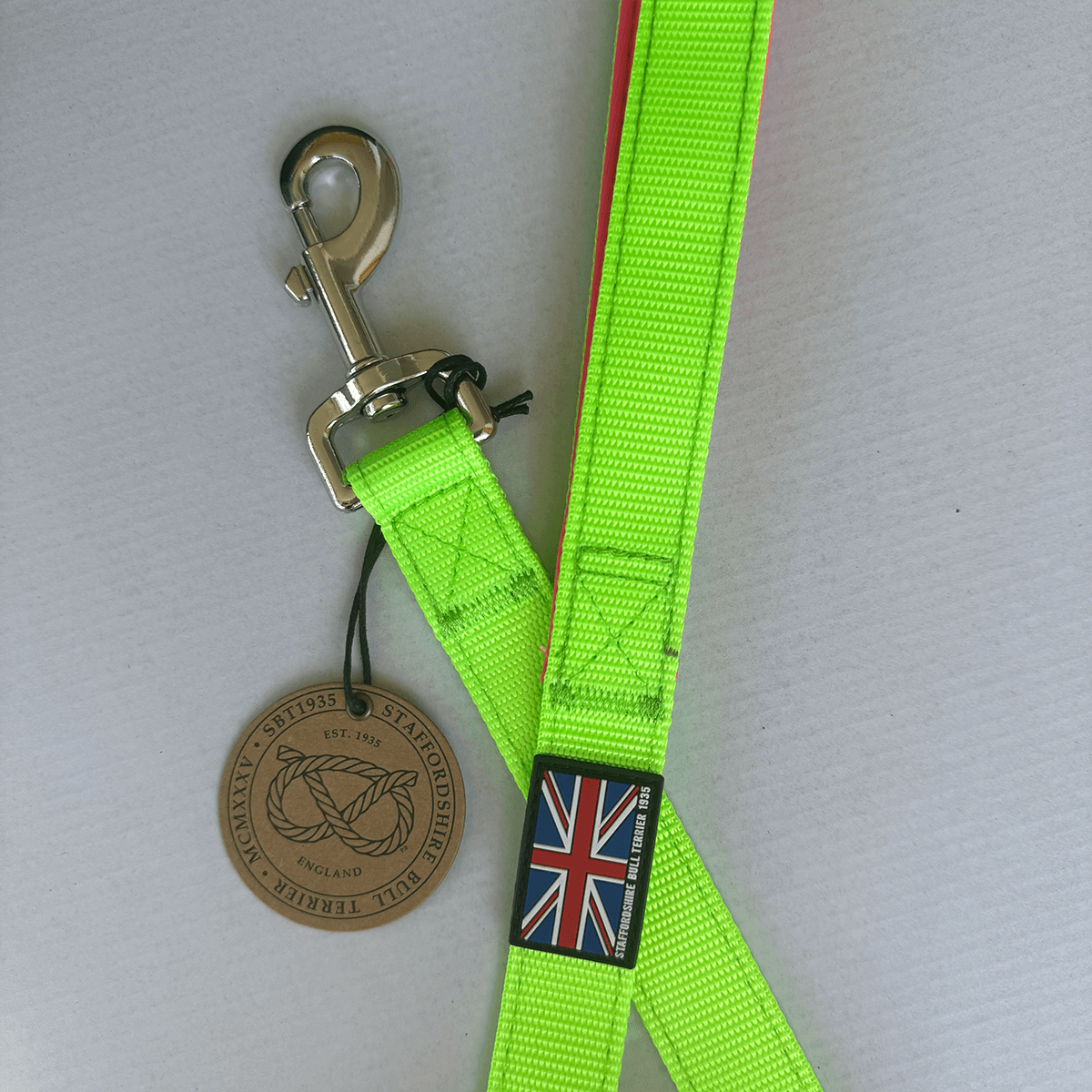 Staffordshire Bull Terrier 1935® Nylon Leash - 80s Edition - Neon Green & Neon Pink - Normal