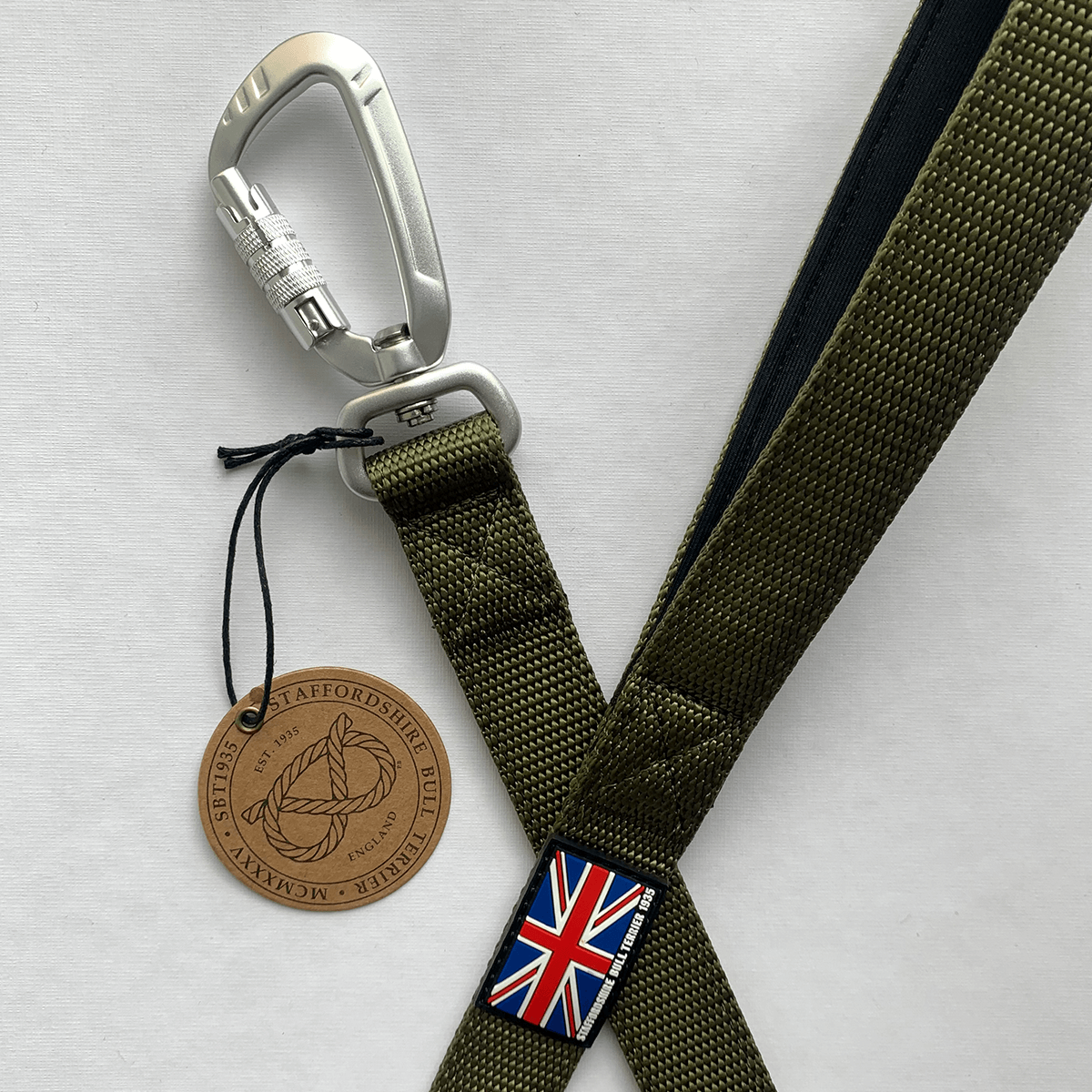 Staffordshire Bull Terrier 1935® Nylon Leash - Green - Carabiner