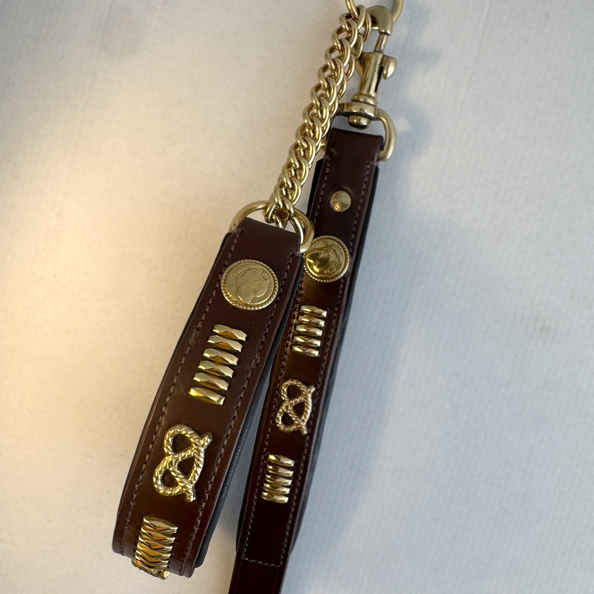 Staffordshire Bull Terrier 1935® Collier et Laisse en Cuir - Gladiator - Marron et Or