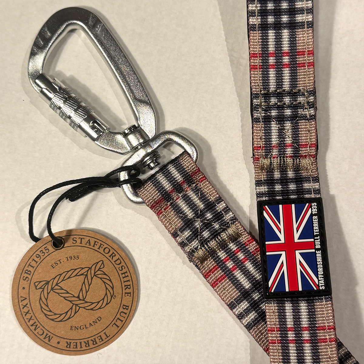 Staffordshire Bull Terrier 1935® Nylon Leash - Staffburry Beige - Carabiner