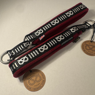 Staffordshire Bull Terrier 1935® Mönster Halsband - Fleece - Vinröd - 35mm
