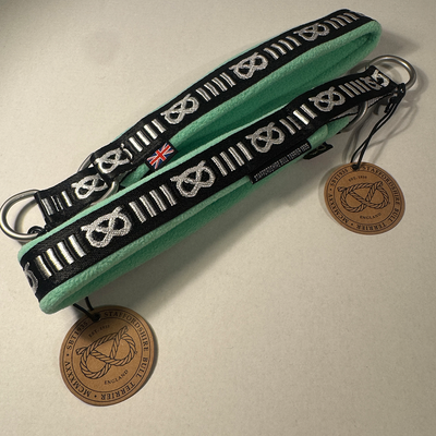 Staffordshire Bull Terrier 1935® Mönster Halsband - Fleece - Mint - 35mm
