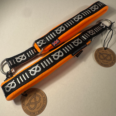 Staffordshire Bull Terrier 1935® Mönster Halsband - Fleece - Orange - 35mm