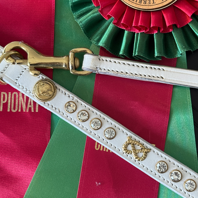 Staffordshire Bull Terrier 1935® Show Collar & Leash Set - Diamond - White & Gold