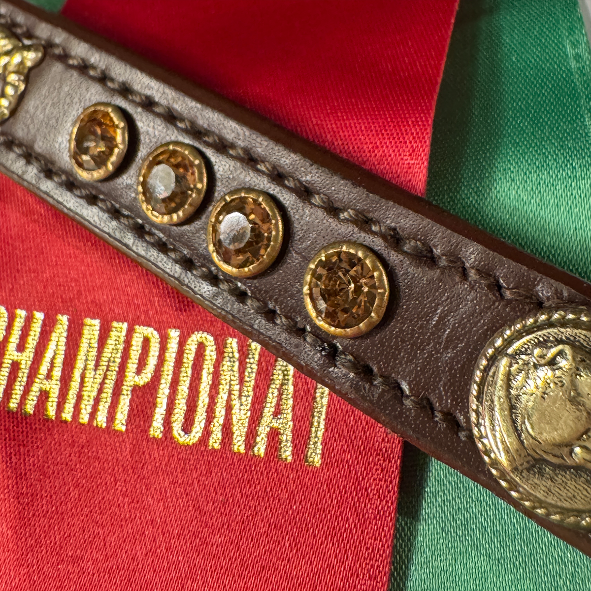 Staffordshire Bull Terrier 1935® Half Check Collier et laisse d'exposition - Ambre - Marron et Or