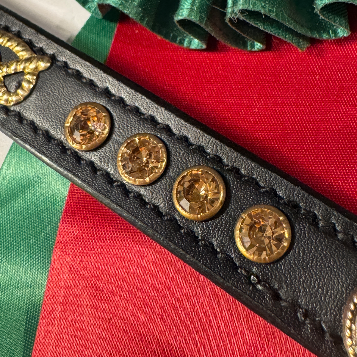 Staffordshire Bull Terrier 1935® Utställningshalsband & Koppel Set - Bärnsten - Svart & Guld