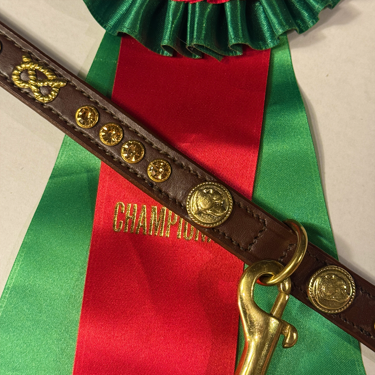 Staffordshire Bull Terrier 1935® Collier et laisse d'exposition - Ambre - Marron et Or