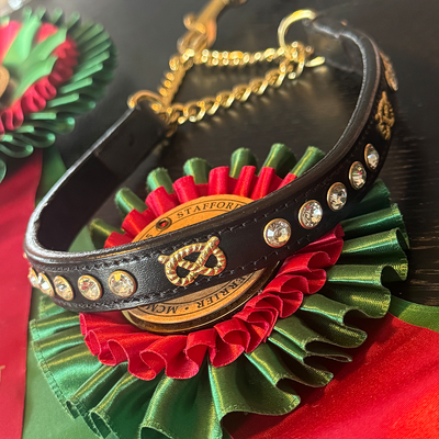 Staffordshire Bull Terrier 1935® Show Half Check Collar & Leash Set - Diamond - Black & Gold