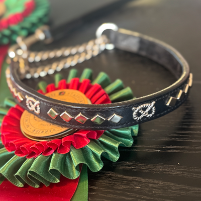 Staffordshire Bull Terrier 1935® Show Half Check Collar & Leash Set - Victory - Black & Silver