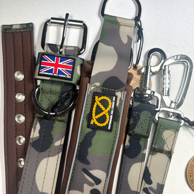 Staffordshire Bull Terrier 1935® Nylon Leash - Classic Camo & Choco - Carabiner