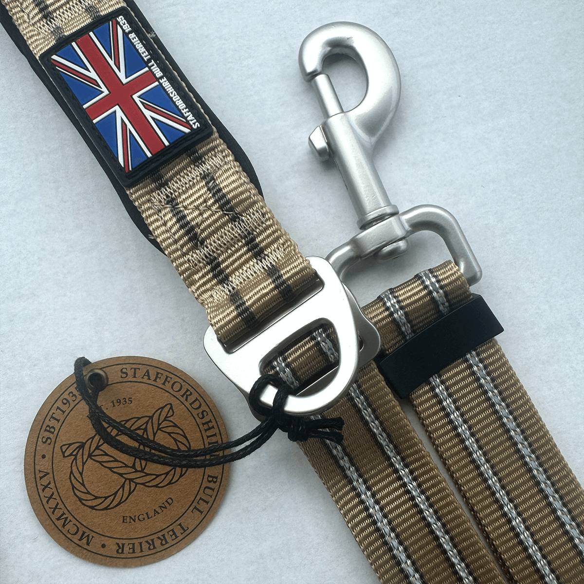 Staffordshire Bull Terrier 1935® Harness & Leash Set - Tahvo's Milkshake Edition -  Beige & Chocolate