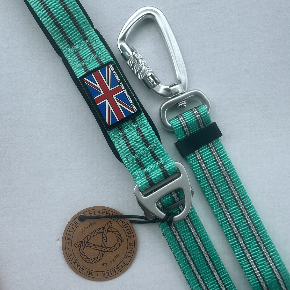 Staffordshire Bull Terrier 1935® Harness & Leash Set - Maya & Bonnie Edition -  Mint Flamingo