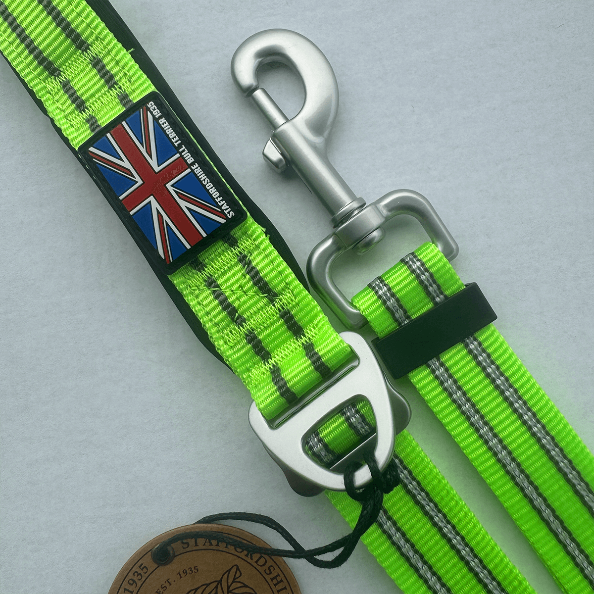 Staffordshire Bull Terrier 1935® Harness & Leash Set - Chevy Edition - Neon Green