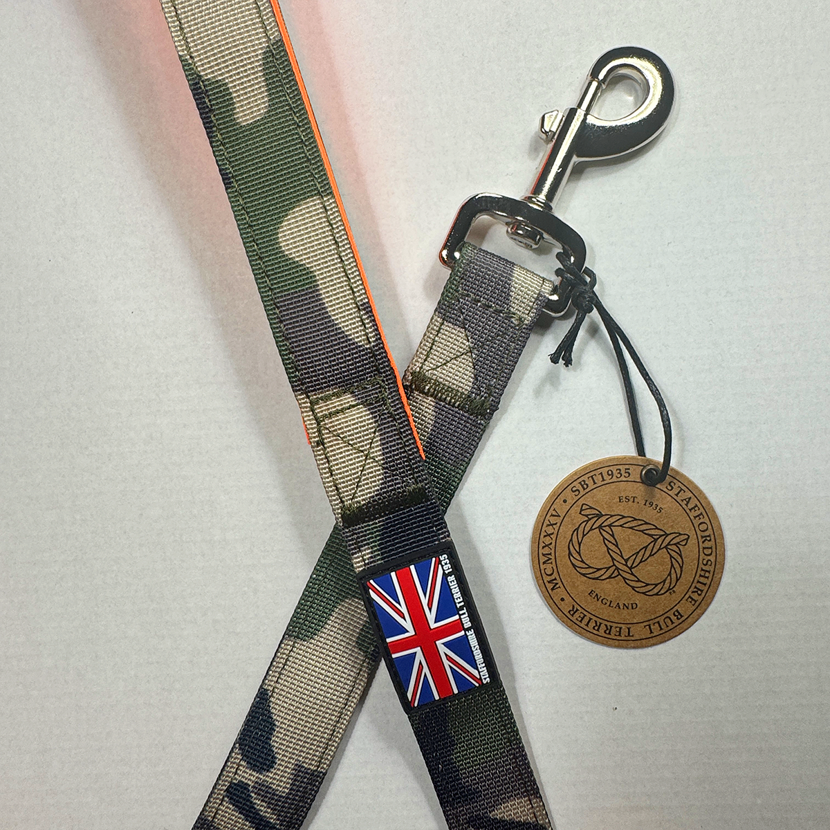 Staffordshire Bull Terrier 1935® Nylon Leash - Classic Camo & Neon Orange - Normal