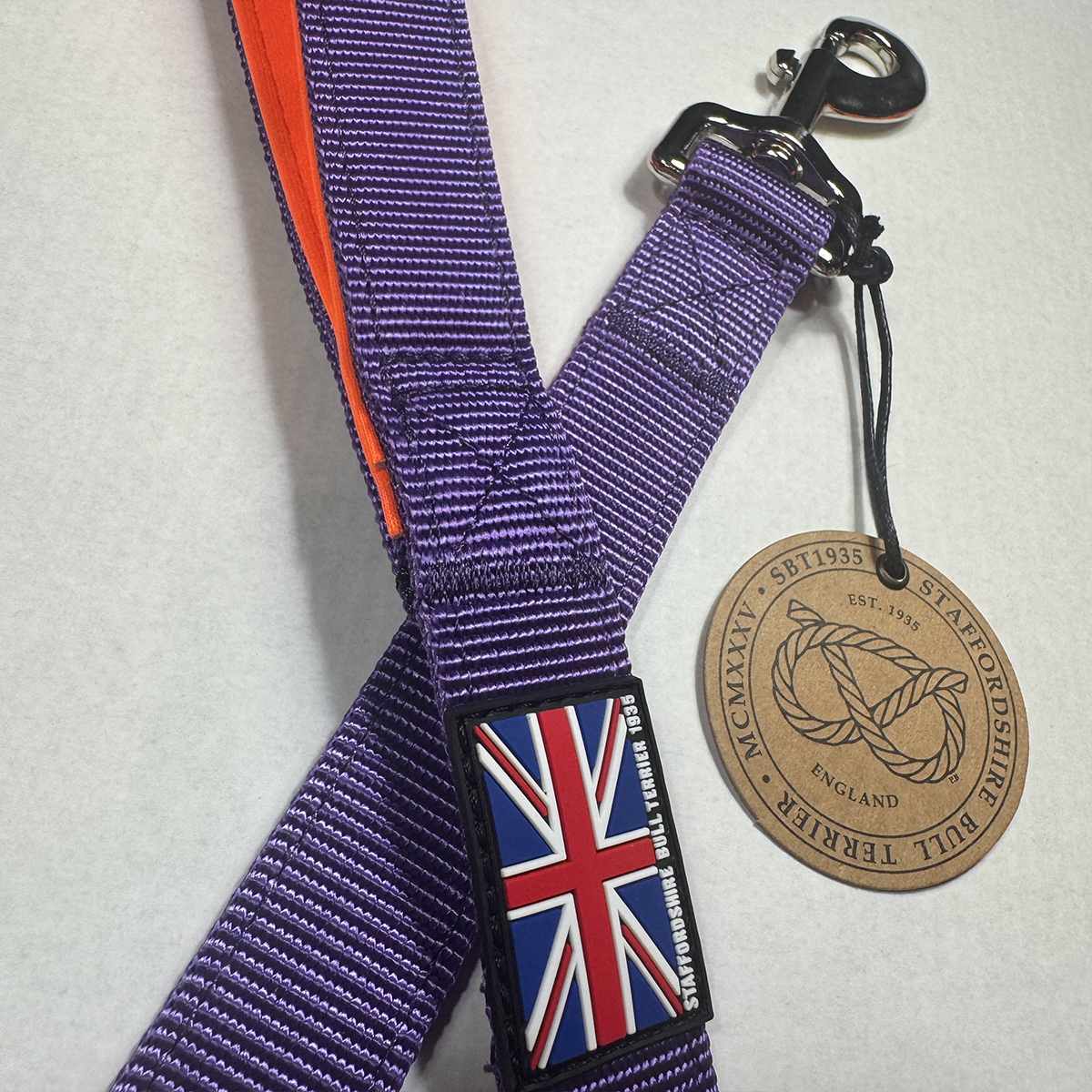 Staffordshire Bull Terrier 1935® Nylon Leash - Dark Purple & Neon Orange - Normal