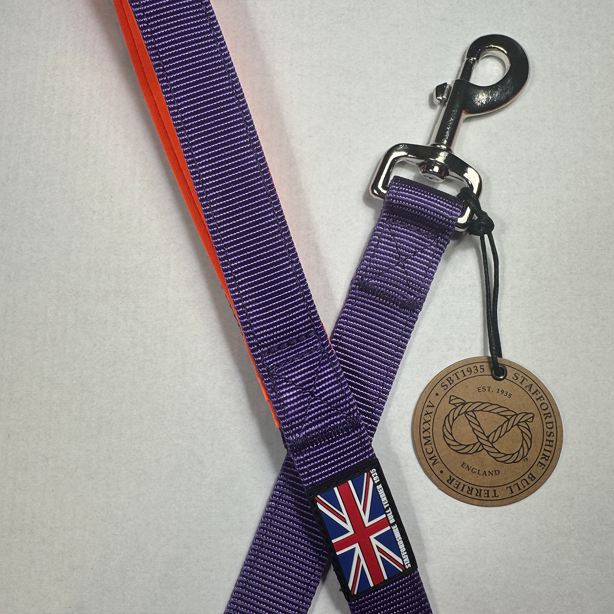 Staffordshire Bull Terrier 1935® Nylon Leash - Dark Purple & Neon Orange - Normal