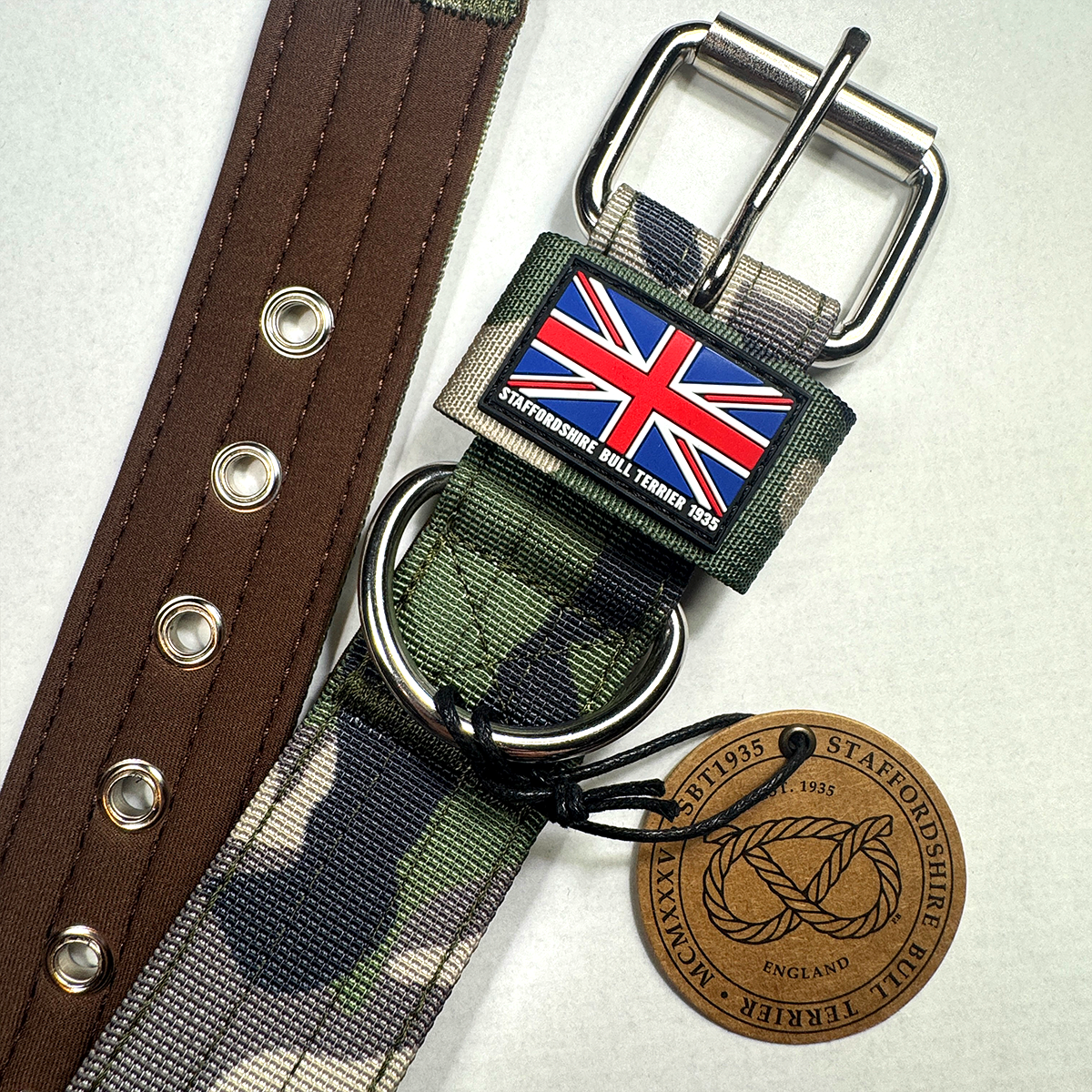 Staffordshire Bull Terrier 1935® Nylon Collar - Classic Camo & Choco