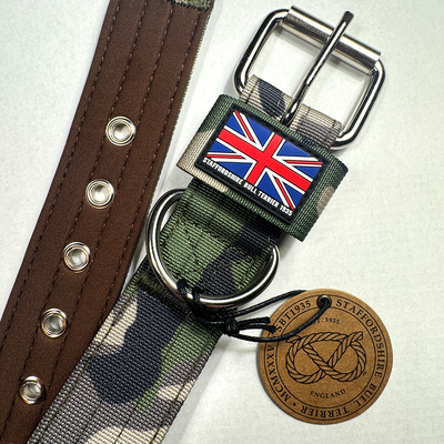 Staffordshire Bull Terrier 1935® Nylonhalsband - Klassisk Camo & Choklad