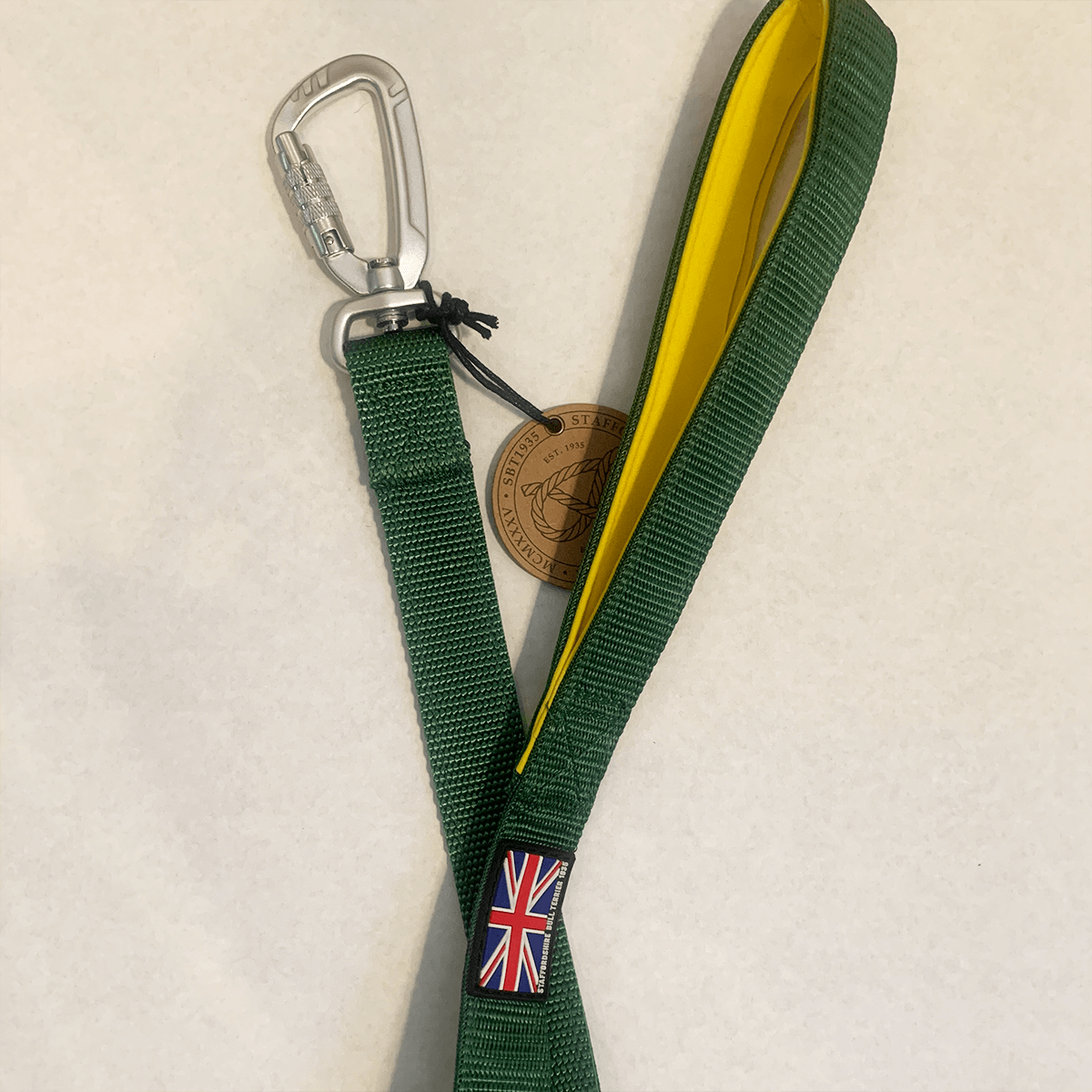 Staffordshire Bull Terrier 1935® Nylon Leash - Venom Edition - Green & Yellow - Carabiner