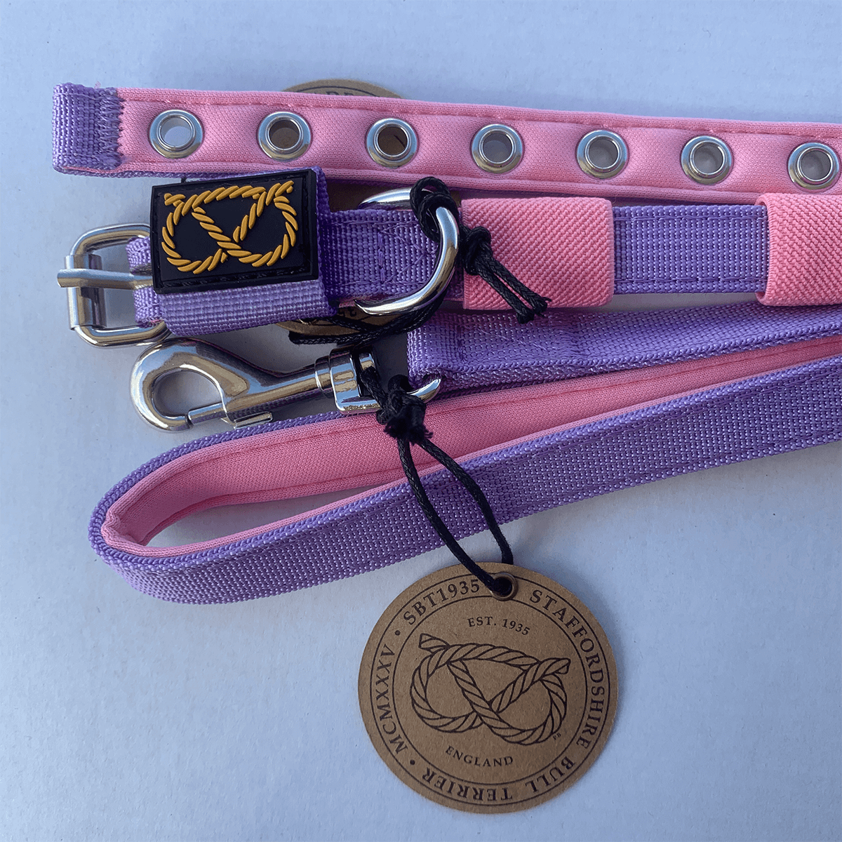 Staffordshire Bull Terrier 1935® Puppy Collar & Leash Set - Little Blue Edition - Baby Lilac & Baby Pink